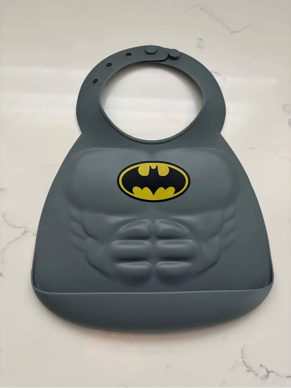 Batman Gray Silicone Bib with Yellow Logo
